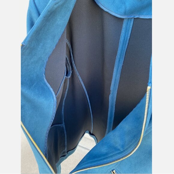 Share Marc New York S Andrew Marc Teal Faux Suede Light Zip Jacket Pockets Small - Picture 4 of 7